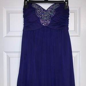 Strapless purple/navy homecoming dress
